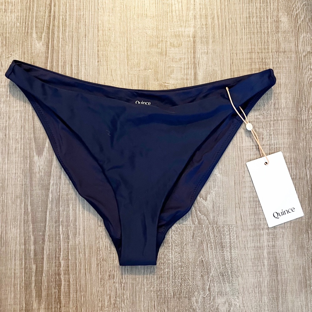 NWT Quince Bikini Bottom Small Deep Navy Blue Minimalist Swim Vacation